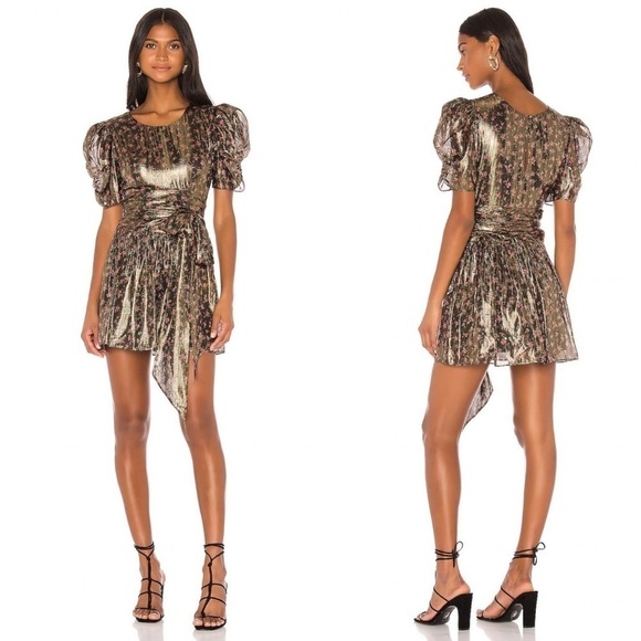 LoveShackFancy Mercy Mini Dress Gold - Picture 1 of 6